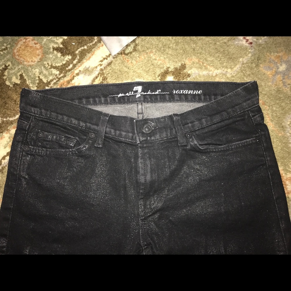 7 for all mankind Roxanne black coated skinny jean